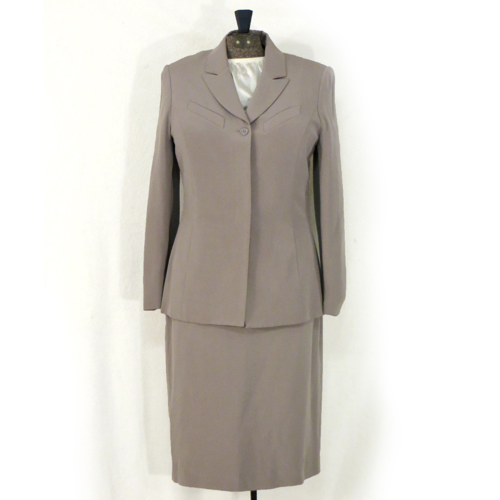 Kasper Lavender Gray 100% Silk Skirt Suit